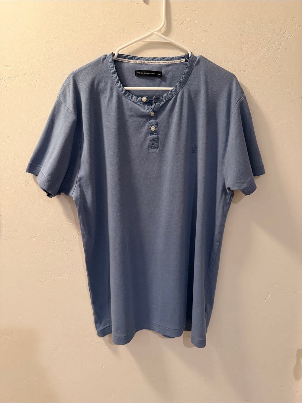 French Connection Classic Blue Henley Short-Sleeve Shirt XXL
